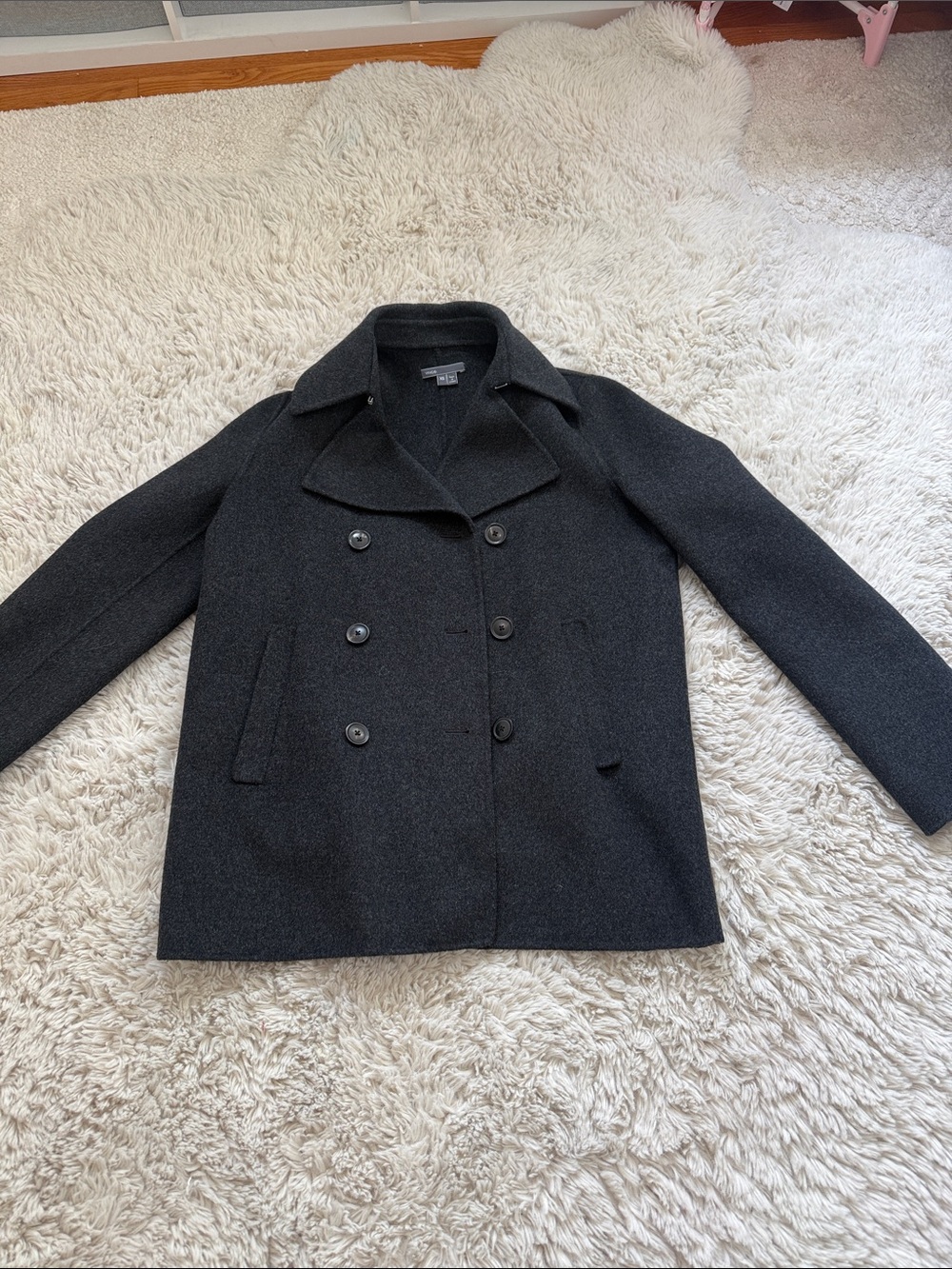 Men's Double-Breasted Black Peacoat